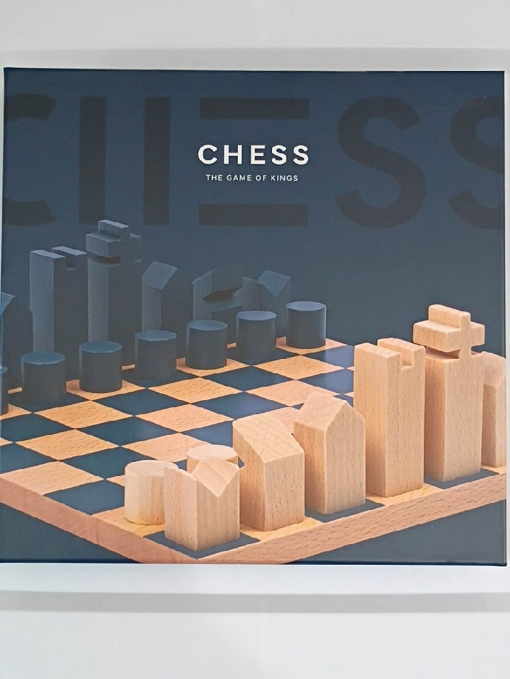 CHESS The Game of Kings Wooden Chess Set - Natural & Dark Blue